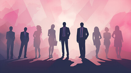 Silhouettes of business people standing against the city | generative AI