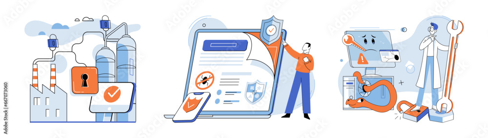 Poster data protection. vector illustration. laptops are essential tools for datmanagement and protection v