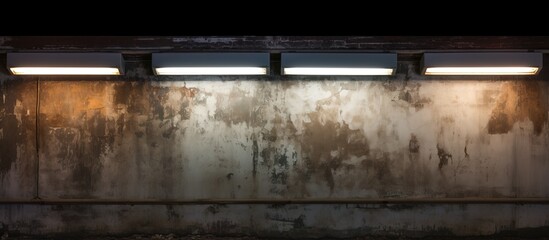 Texture and background of an abandoned building s burnt ceiling with CFL lamps