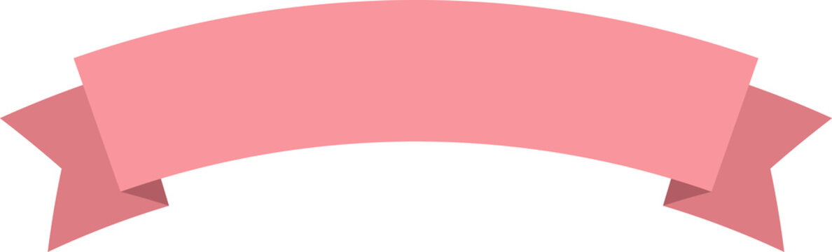 Vinateg pink ribbon banner, curve label, badge, title box, clip art, png isolated on transparent background.	