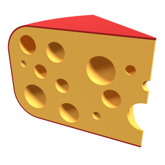 Piece of cheese icon. 3D render of a cheese. Cheese concept. 3D rendering