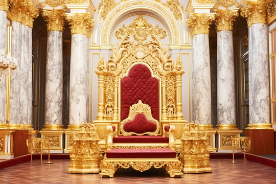 Majestic empty throne hall in a palace