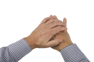 detail of a man's hands waiting