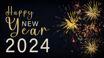 HAPPY NEW YEAR 2024 - Festive silvester New Year's Eve Sylvester Party concept background greeting...