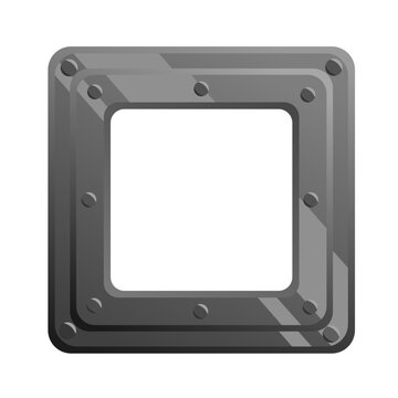 Realistic Square steel or metal frame window porthole on rocket spaceship submarine vehicle bunker lab icon vector illustration resource isolated on transparent background