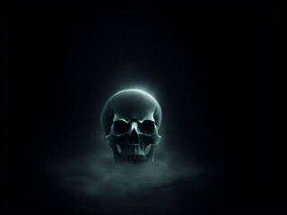 Scary ghost skull on dark background. Generative ai
