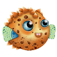 Yellow puffer fish in a Christmas theme © MaMail