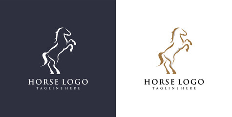 Elegant horse icon. Royal stallion logo. Vector illustration.