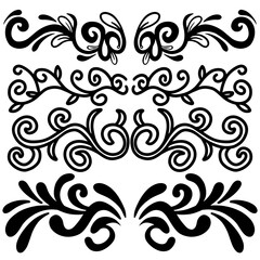 Collection of Handdrawn swirls and curles. Design element of ornaments for wedding cards, in invitations, save the date cards, flyers for restaurant