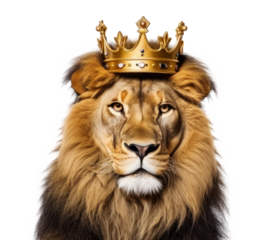 portrait of lion with king crown on head