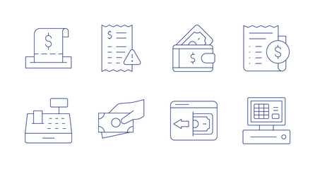 Payment icons. Editable stroke. Containing bill, cashier, invoice, money, payment, payment method.