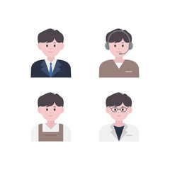 professional business character man boy head face illustration