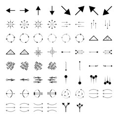 Arrows set. Arrow icon collection. Set different arrows or web design. Arrow flat style isolated on white background - stock vector. - obrazy, fototapety, plakaty