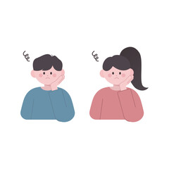 asian character upset worry sad face illustration