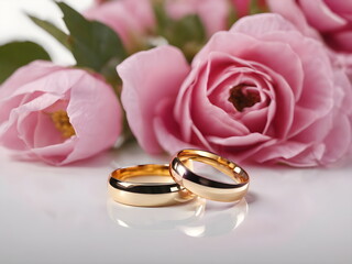 wedding rings and roses