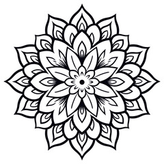 Black and white abstract circular pattern mandala, Mandala Line Drawing Design, Colorful Ornamental luxury mandala pattern