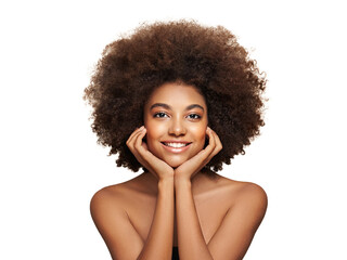 Beauty portrait of African American girl with afro hair. Beautiful black woman. Cosmetics, makeup and fashion - 667082456