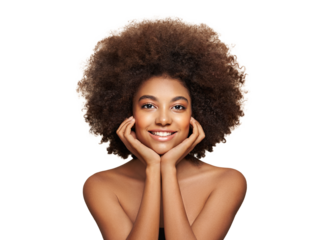Beauty portrait of African American girl with afro hair. Beautiful black woman. Cosmetics, makeup and fashion