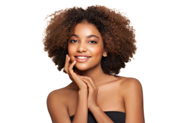 Beauty portrait of African American girl with afro hair. Beautiful black woman. Cosmetics, makeup and fashion