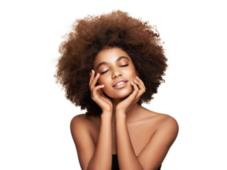 Beauty portrait of African American girl with afro hair. Beautiful black woman. Cosmetics, makeup and fashion