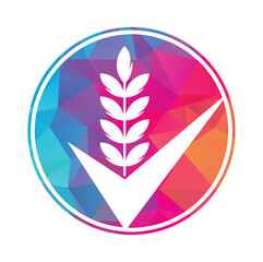 Wheat Grain Check Logo. Grain Wheat Logo Concept sign icon symbol Design.