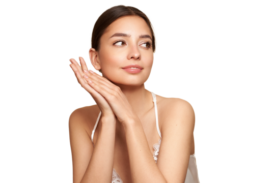 Portrait beautiful young woman with clean fresh skin. Model with healthy skin, close up portrait. Cosmetology, beauty and spa