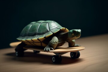 turtle rides skateboard. Generative AI
