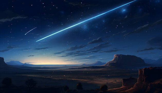 Sky with stars and clouds. Halley's Comet meteor shower background. 