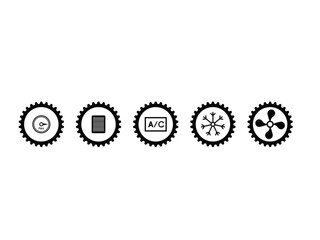 Gear and car service icons Flat black icons on white background. Checklist with gear icon, flat style Simple abstract plan icon in black
