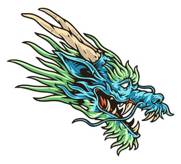 Eastern dragon head logotype colorful