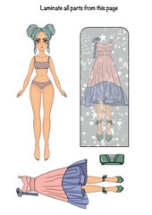 Printable paper doll with clothes 
