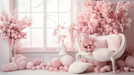 The Valentine's Day surprise is the beautifully decorated room in rose and white., card or gift