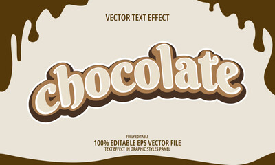 Editable simple flat text effect chocolate brown 3d template style  melted choco vector