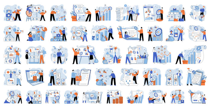 Business development. Vector illustration. Job seekers explore various career paths and opportunities Business Concept illustrations convey powerful messages and stories effectively Gender equality