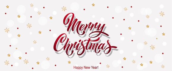 Merry Christmas and Happy New Year hand lettering calligraphy. Vector holiday illustration element.