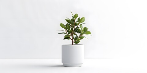 A potted plant on a pure white background with nothing but plants - obrazy, fototapety, plakaty