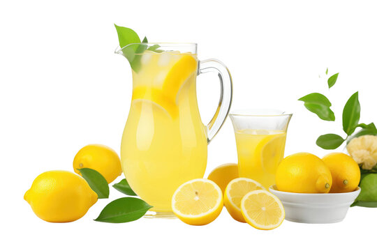 Freshly Squeezed Lemonade on Transparent Background
