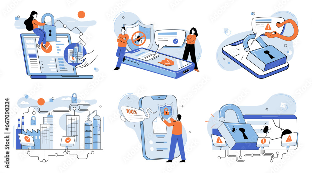 Poster information privacy. vector illustration. datprotection policies are foundation safeguarding confide