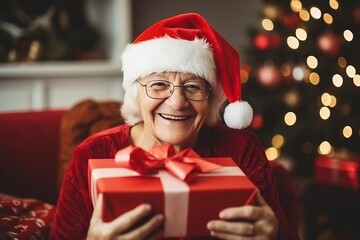 Fototapeta na wymiar Santa Claus Spreading Joy with a Christmas Present