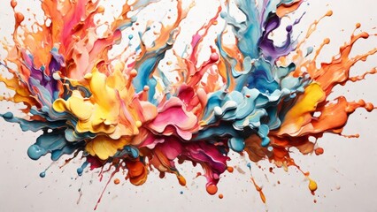 AI Generative. The explosion of colorful water color on the water.