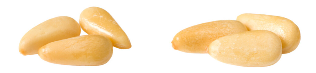 Roasted pine nuts isolated on the white background.