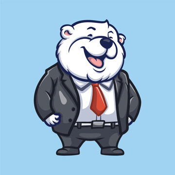 Polar Bear Boss Cartoon Illustration