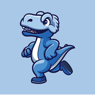 Running T Rex Cartoon Illustration