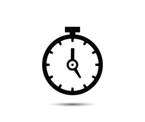 Clock icon in Basic straight flat style. Collection of vector symbol on white background. Vector illustration.