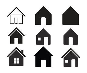 Home icon in Basic straight flat style. Collection of vector symbol on white background. Vector illustration.