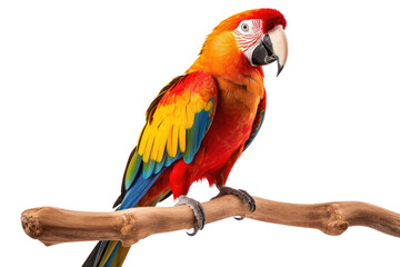 Parrot on a Perch on Transparent Background