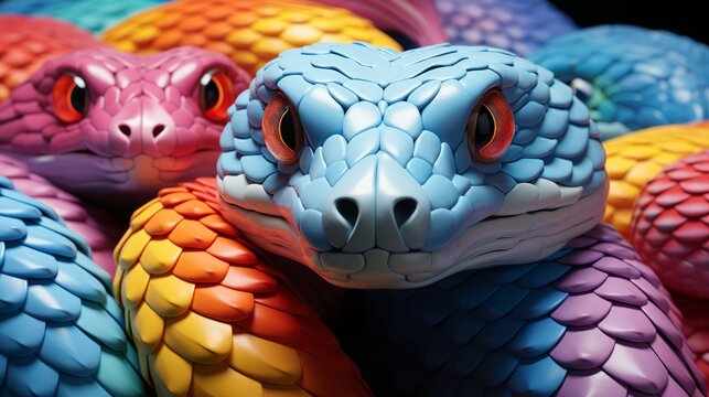 Vibrant scales slither in a playful dance, as a cartoon reptile toy mesmerizes with its wild mammalian charm