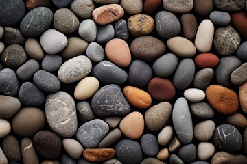 Fototapeta na wymiar Nature artistry. Textured stones background and pebbles. Zen garden serenity. Smooth pebbles and round rocks. Beachside treasures. Natural elegance. Patterns in stone