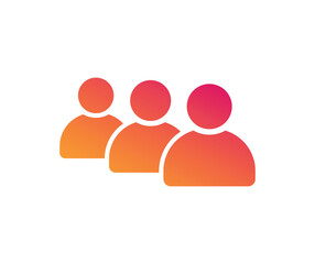 People icon in Basic straight flat style. Collection of vector symbol on Black background. Vector illustration.