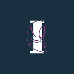 Vector hijab letter logo i design with creative concept